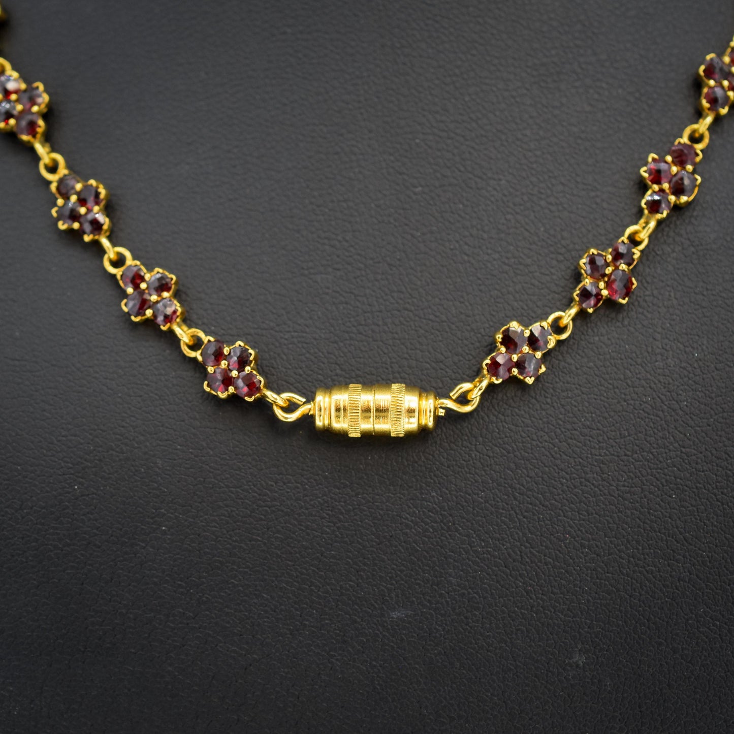 Antique 17.5" Victorian Bohemian Garnet Fringe Drop Necklace