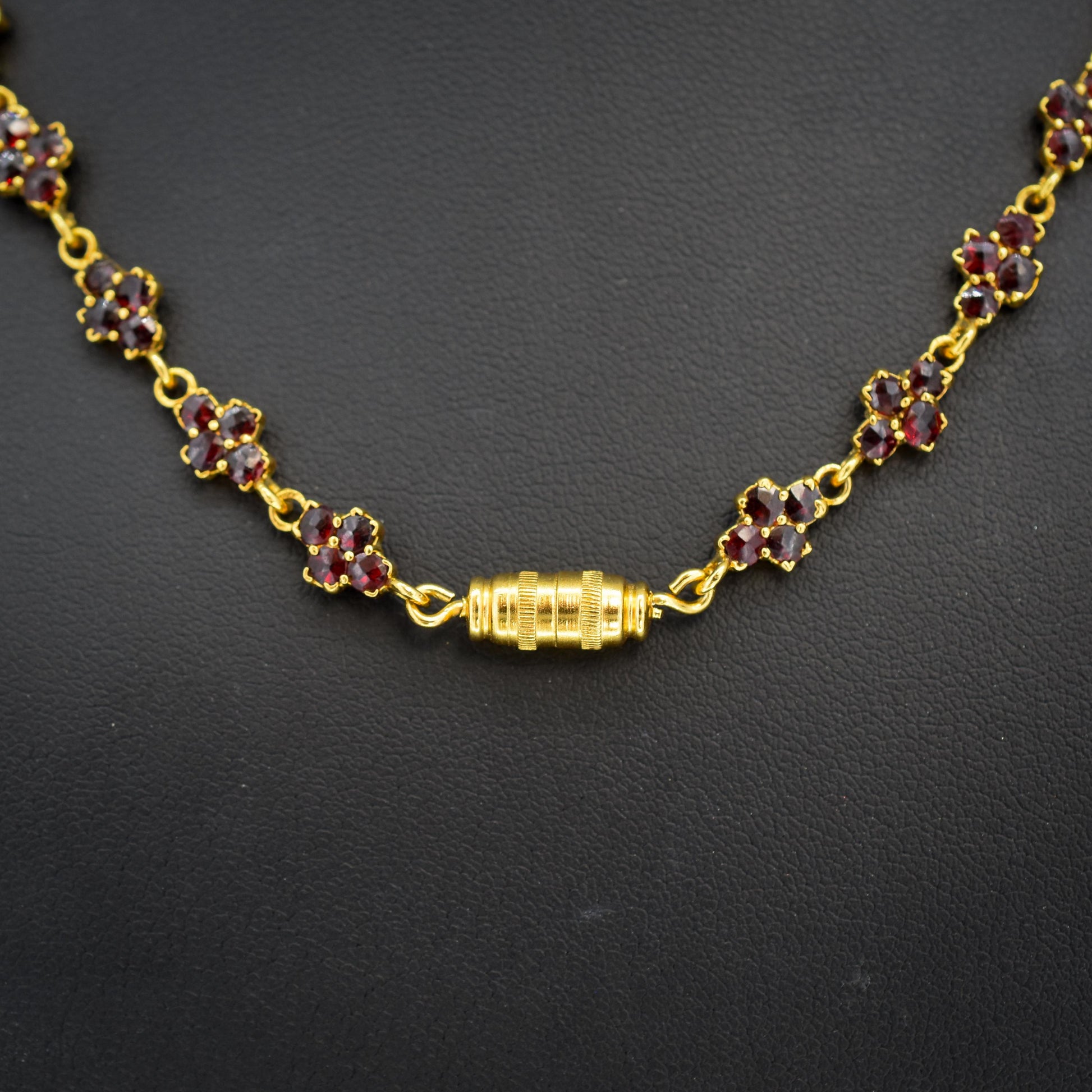 Antique 17.5" Victorian Bohemian Garnet Fringe Drop Necklace