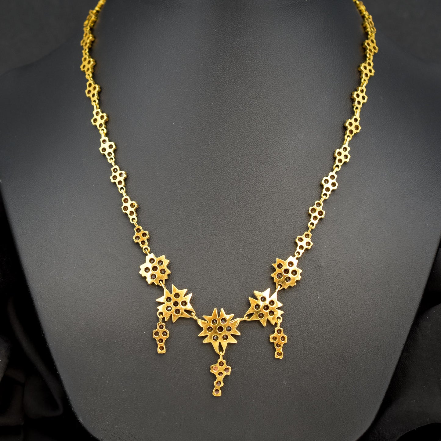 Antique 17.5" Victorian Bohemian Garnet Fringe Drop Necklace