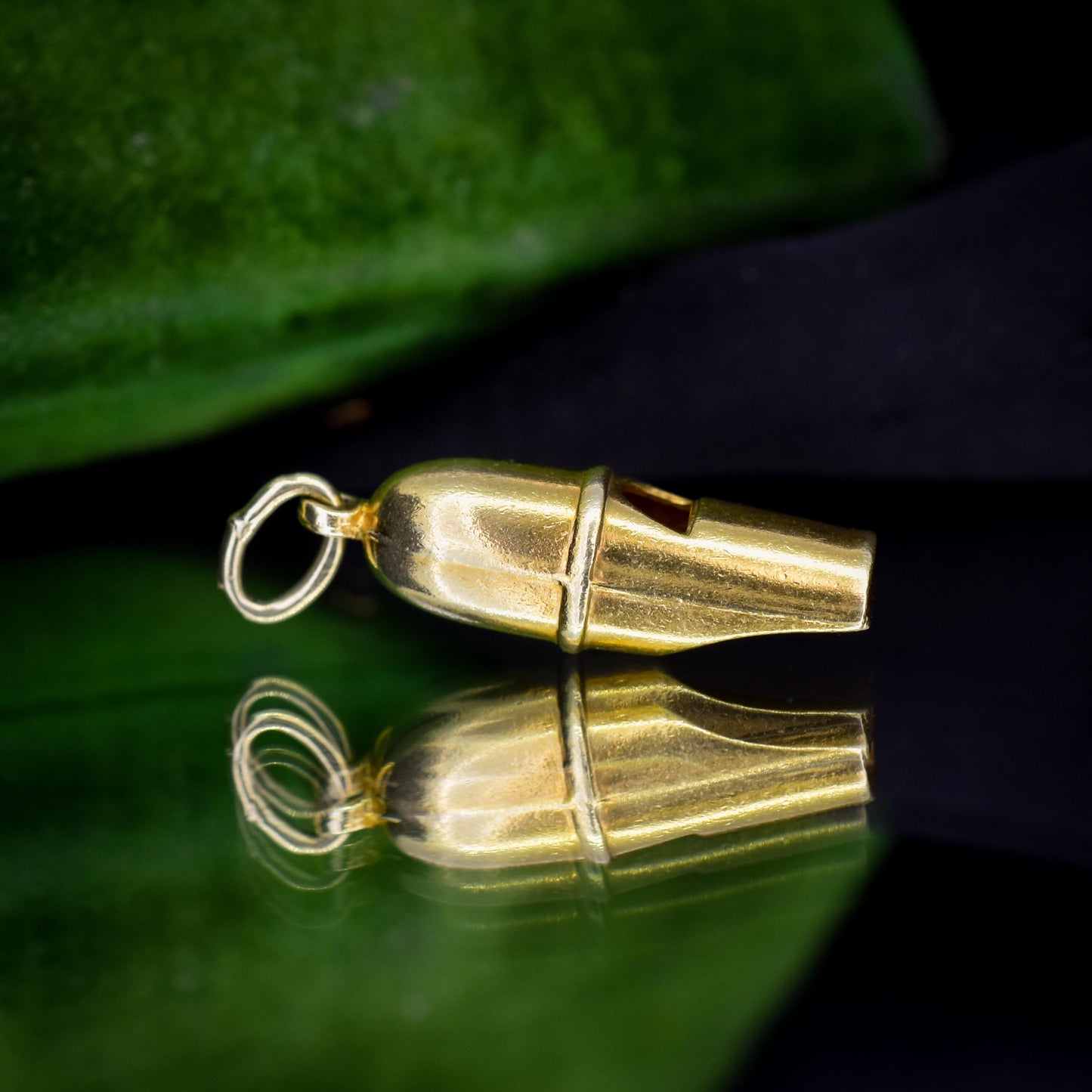 Vintage 14ct Yellow Gold Whistle Charm Pendant