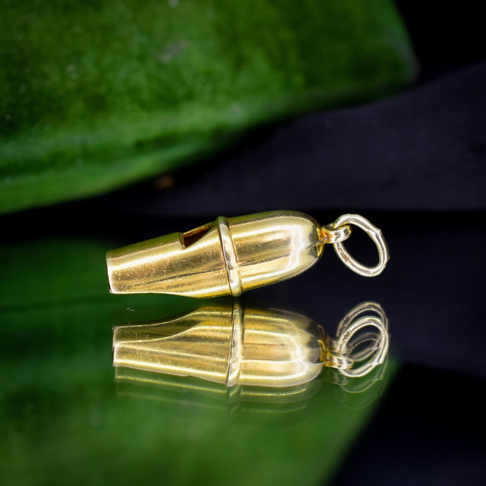 Vintage 14ct Yellow Gold Whistle Charm Pendant