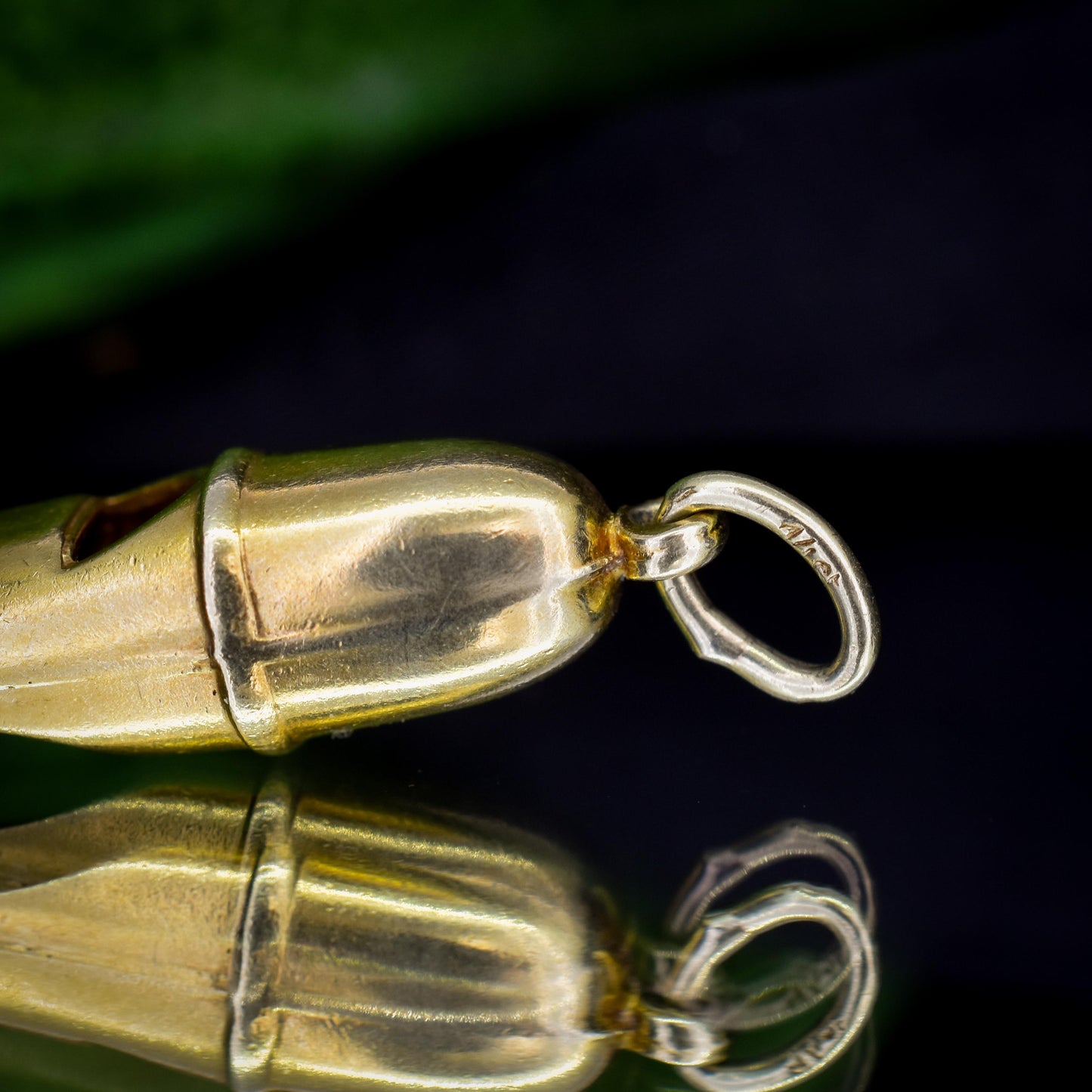 Vintage 14ct Yellow Gold Whistle Charm Pendant