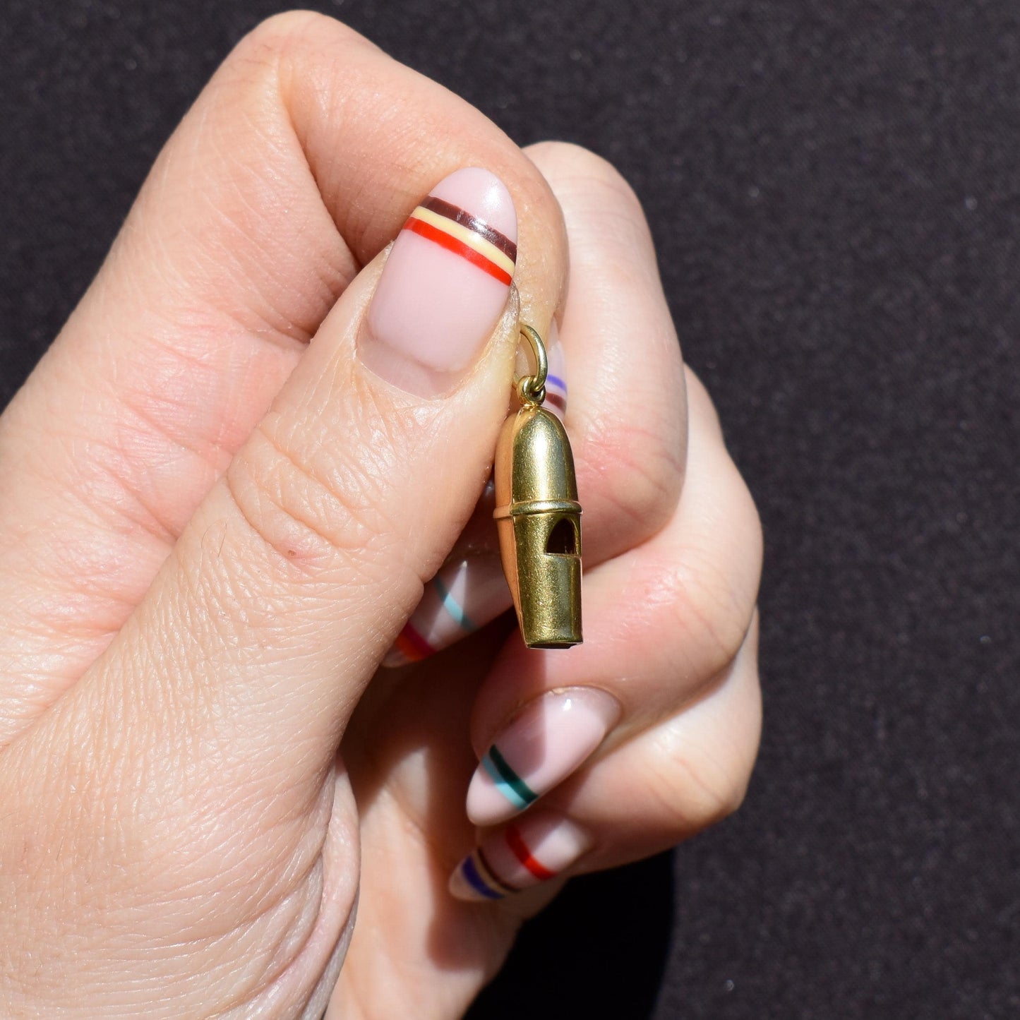 Vintage 14ct Yellow Gold Whistle Charm Pendant