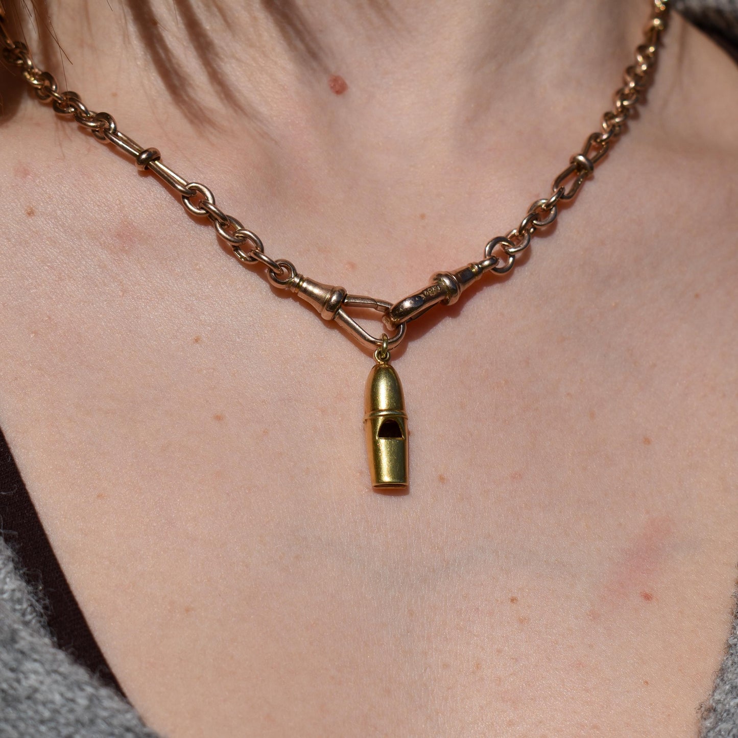 Vintage 14ct Yellow Gold Whistle Charm Pendant