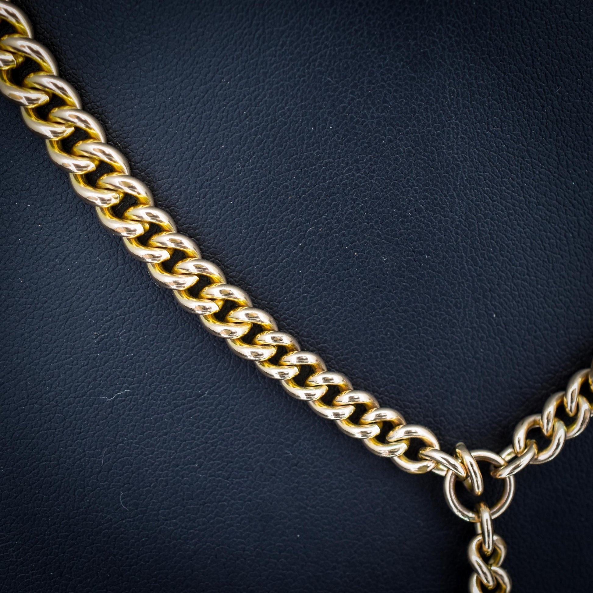 Antique Rolled Gold Curb Chain with T-Bar and Double Dog Clips - 16"