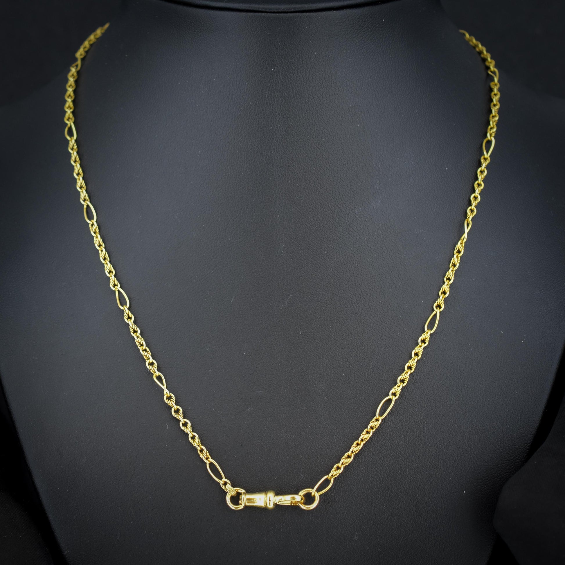 Antique 15ct Yellow Gold Fancy Link Chain Necklace with 18ct Dog Clip | 19.75"