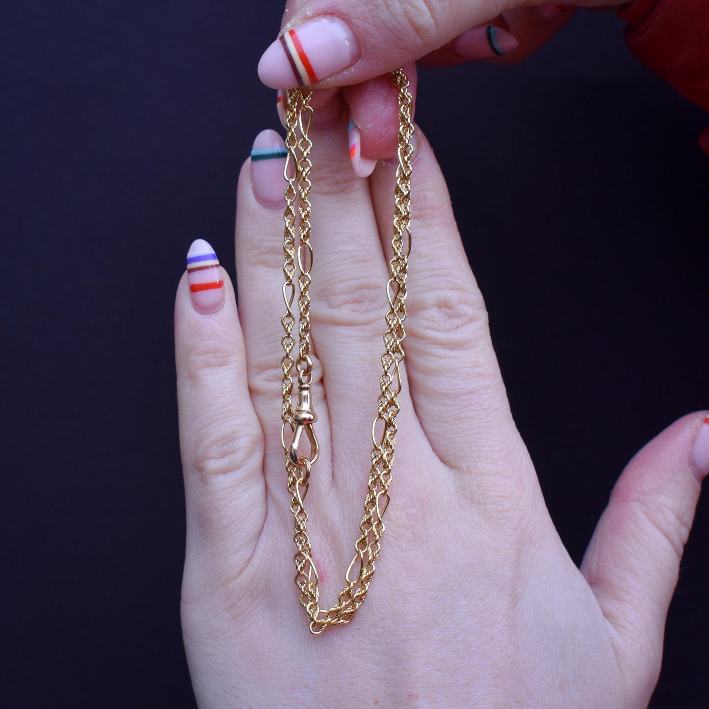 Antique 15ct Yellow Gold Fancy Link Chain Necklace with 18ct Dog Clip | 19.25"