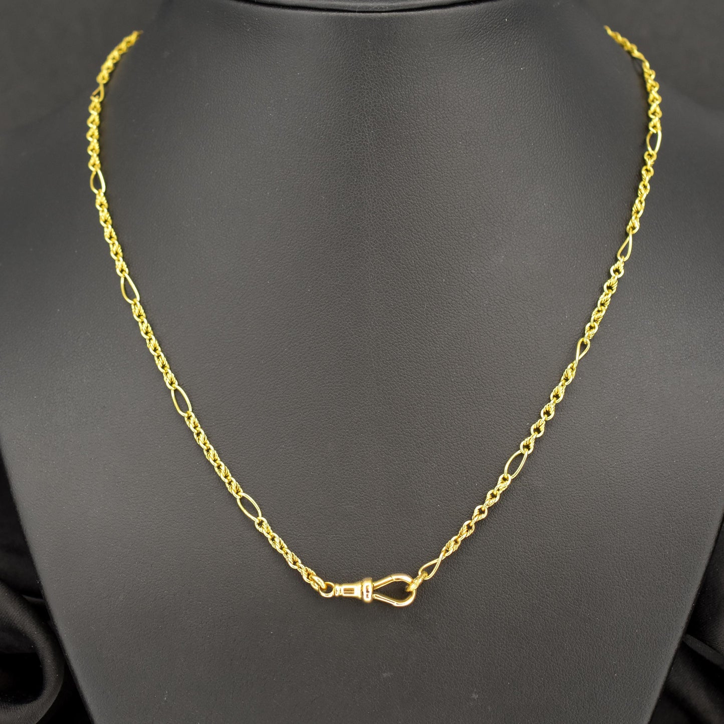 Antique 15ct Yellow Gold Fancy Link Chain Necklace with 18ct Dog Clip | 19.25"