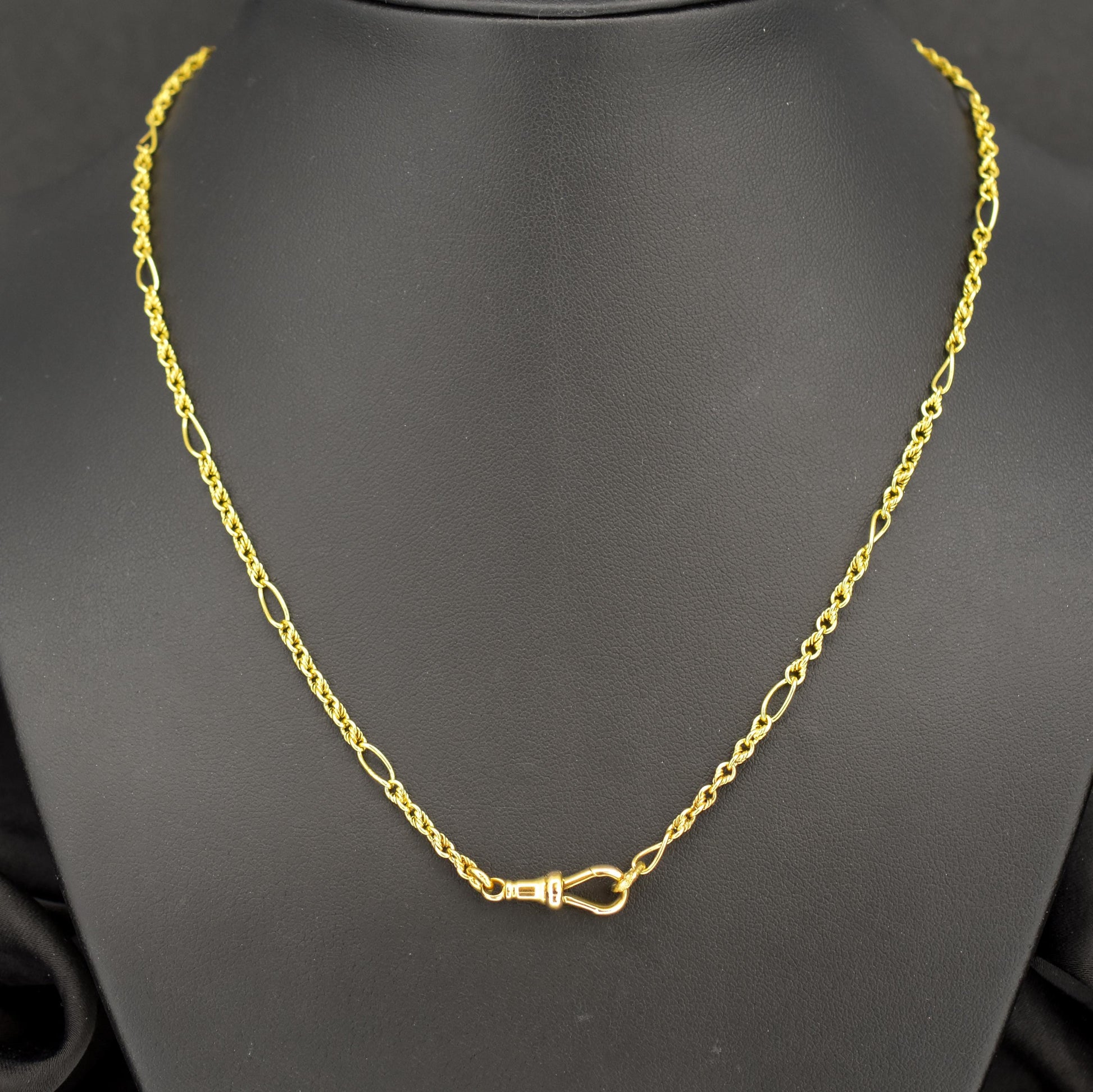 Antique 15ct Yellow Gold Fancy Link Chain Necklace with 18ct Dog Clip | 19.25"