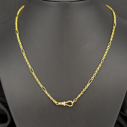 Antique 15ct Yellow Gold Fancy Link Chain Necklace with 18ct Dog Clip | 19.25"