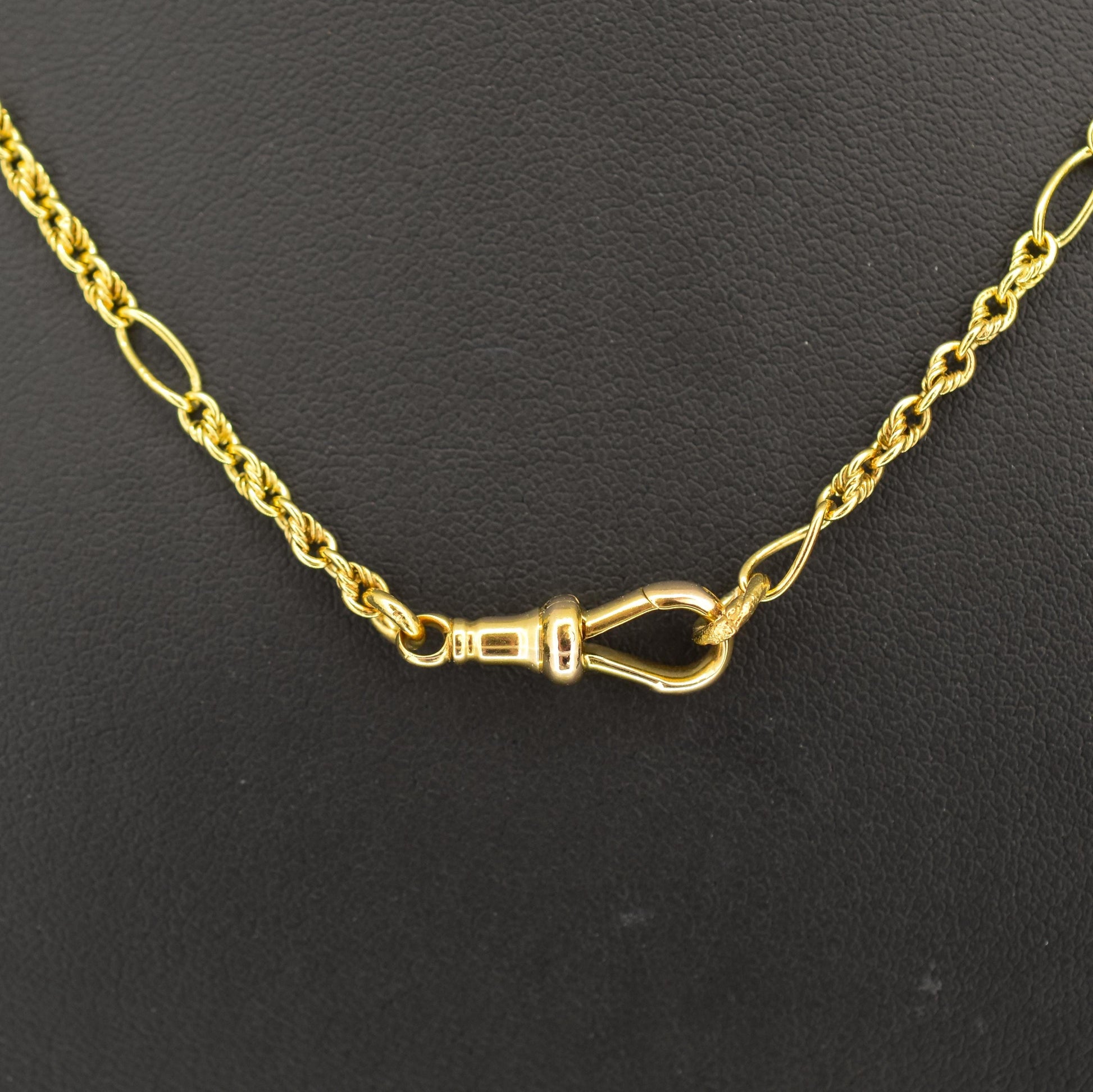 Antique 15ct Yellow Gold Fancy Link Chain Necklace with 18ct Dog Clip | 19.25"