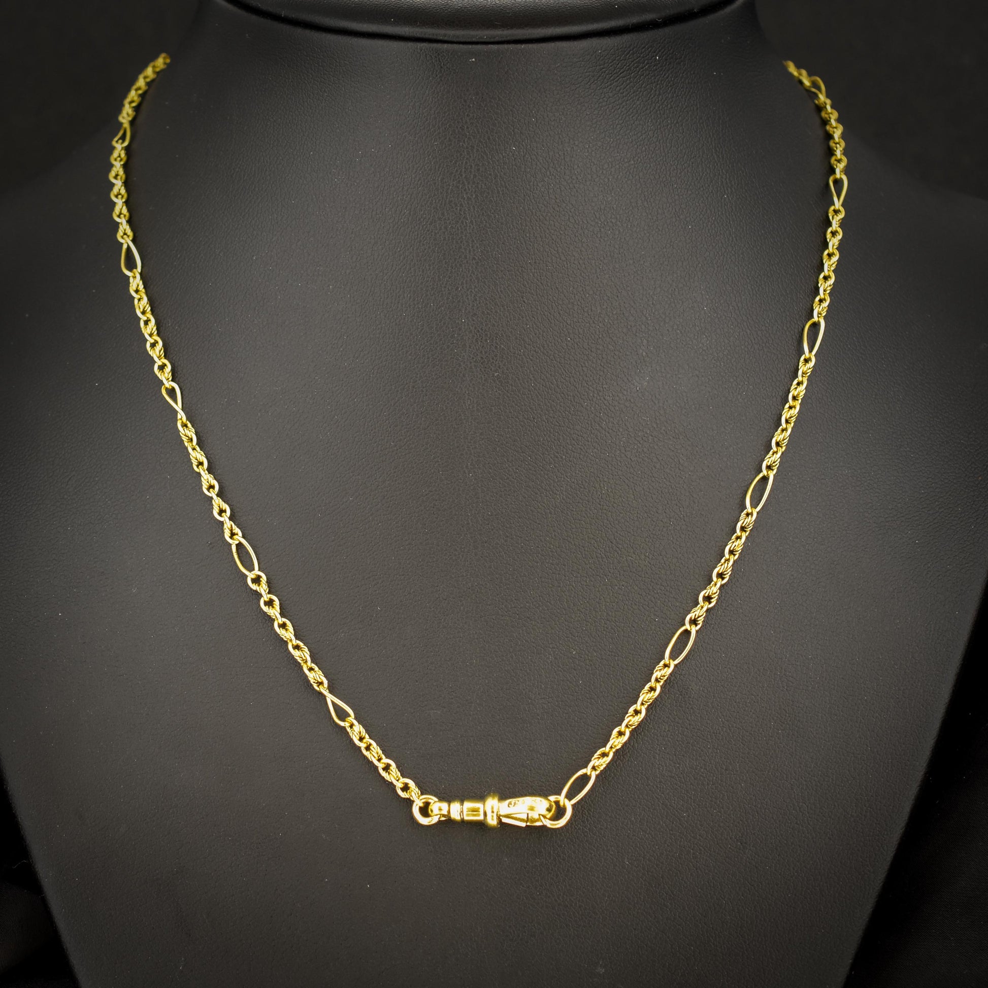 Antique 15ct Yellow Gold Fancy Link Chain Necklace with Dog Clip | 19.5"