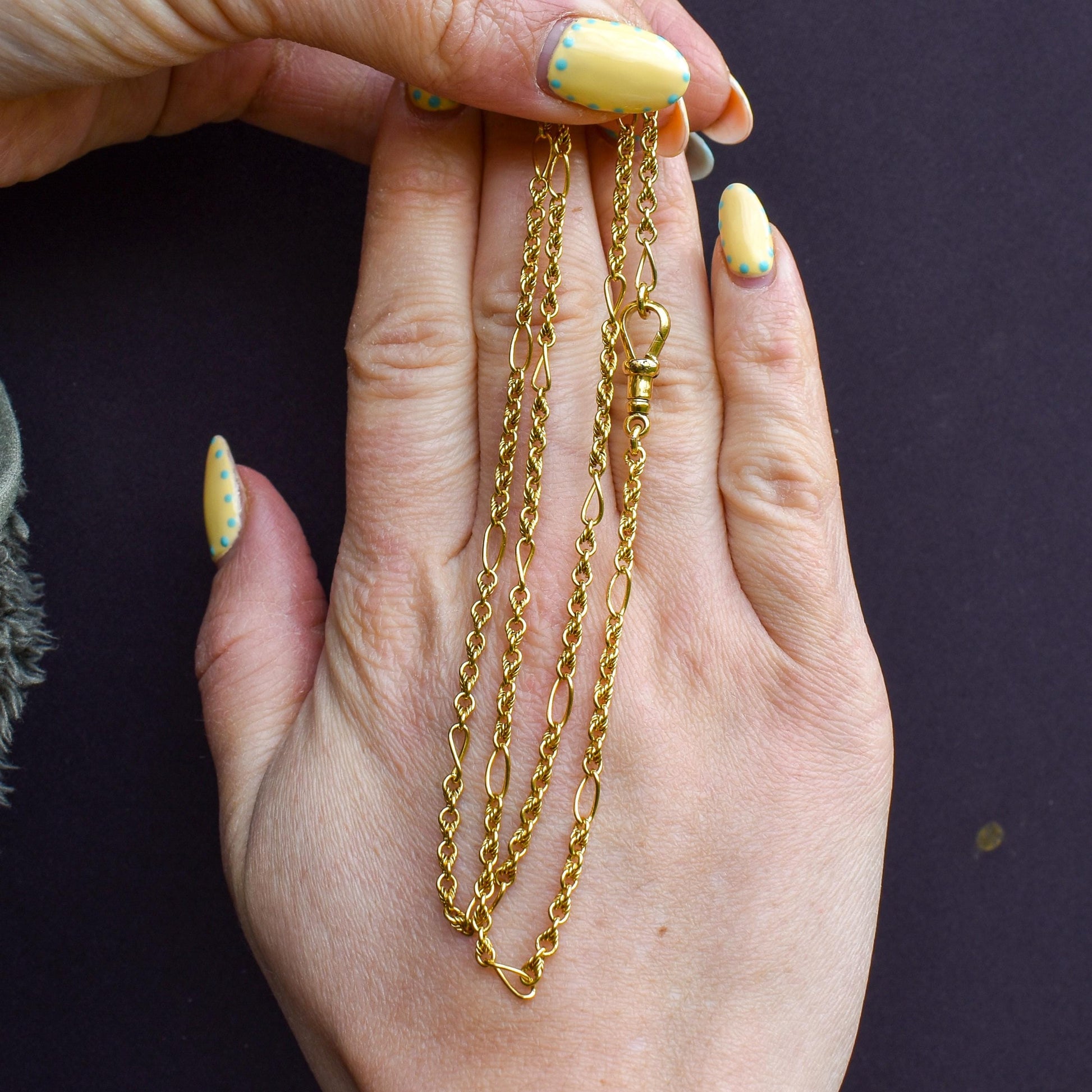 Antique 15ct Yellow Gold Fancy Link Chain Necklace with Dog Clip | 19.5"