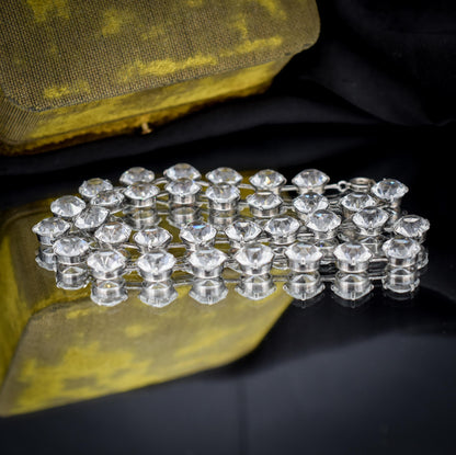 Antique Clear Paste Riviere Silver Short Collar Necklace | 15.5"