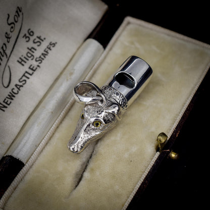 Vintage Sterling Silver Novelty Lurcher Dog Whistle Pendant