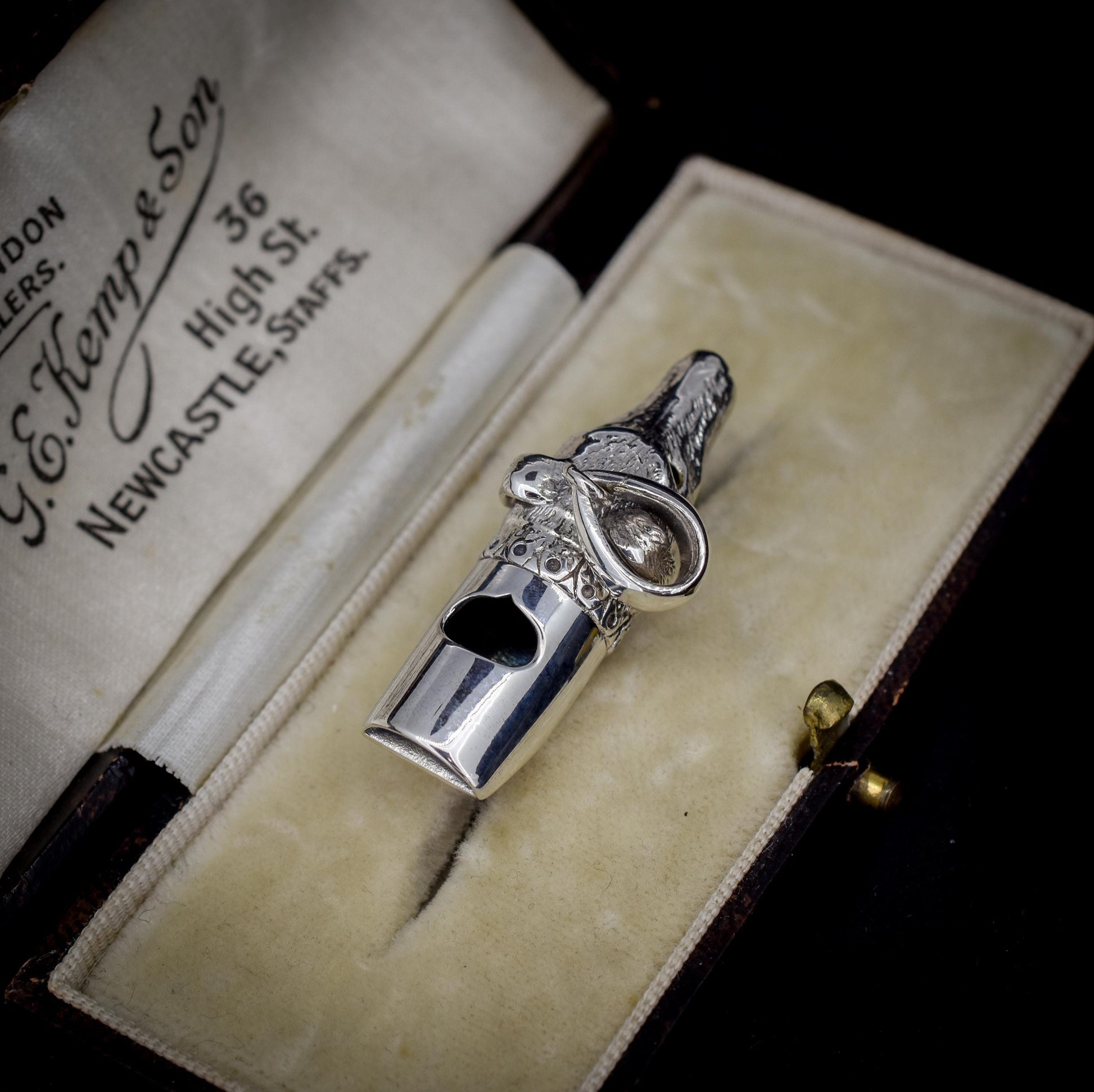 Vintage Sterling Silver Novelty Lurcher Dog Whistle Pendant