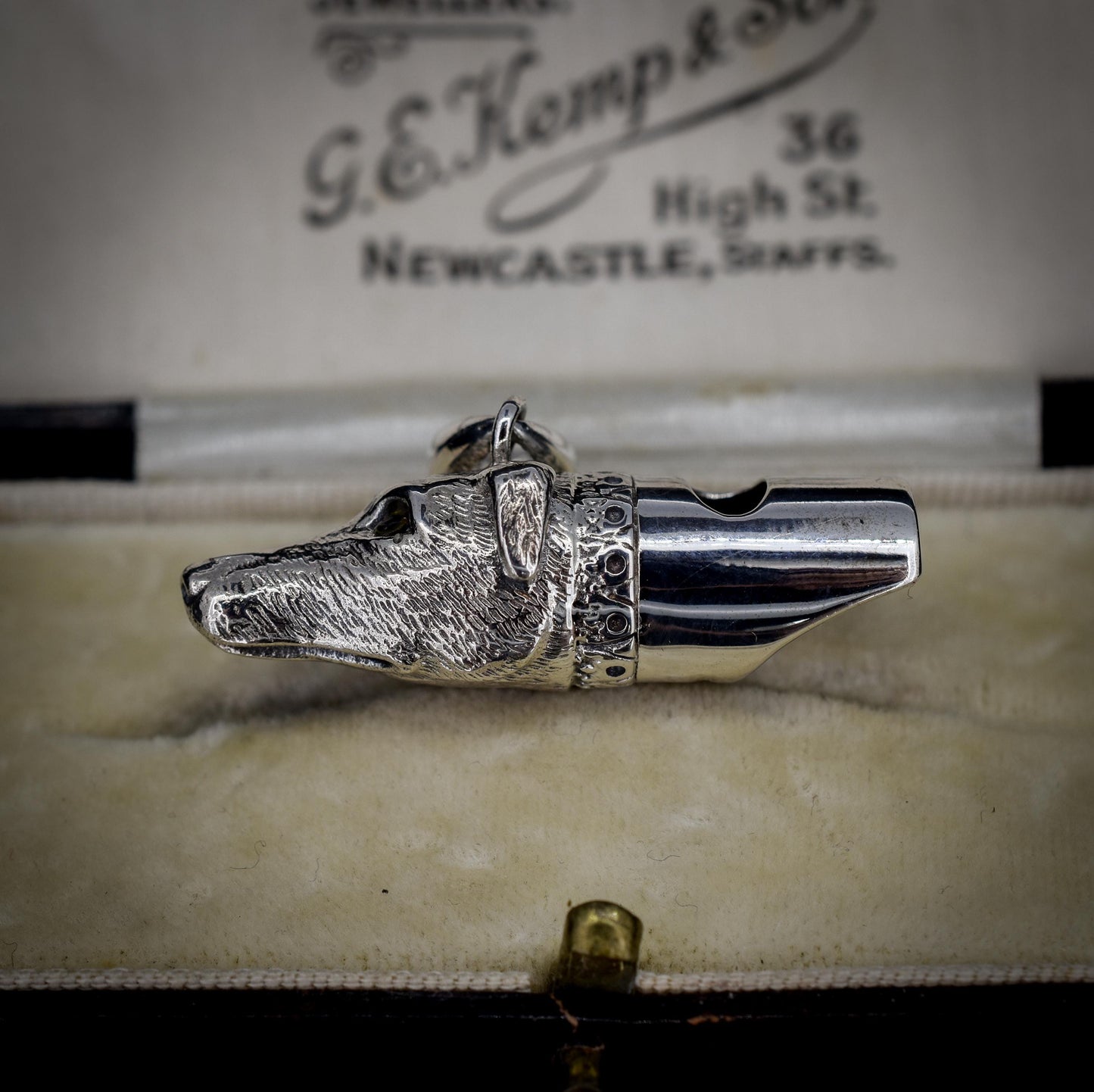 Vintage Sterling Silver Novelty Lurcher Dog Whistle Pendant