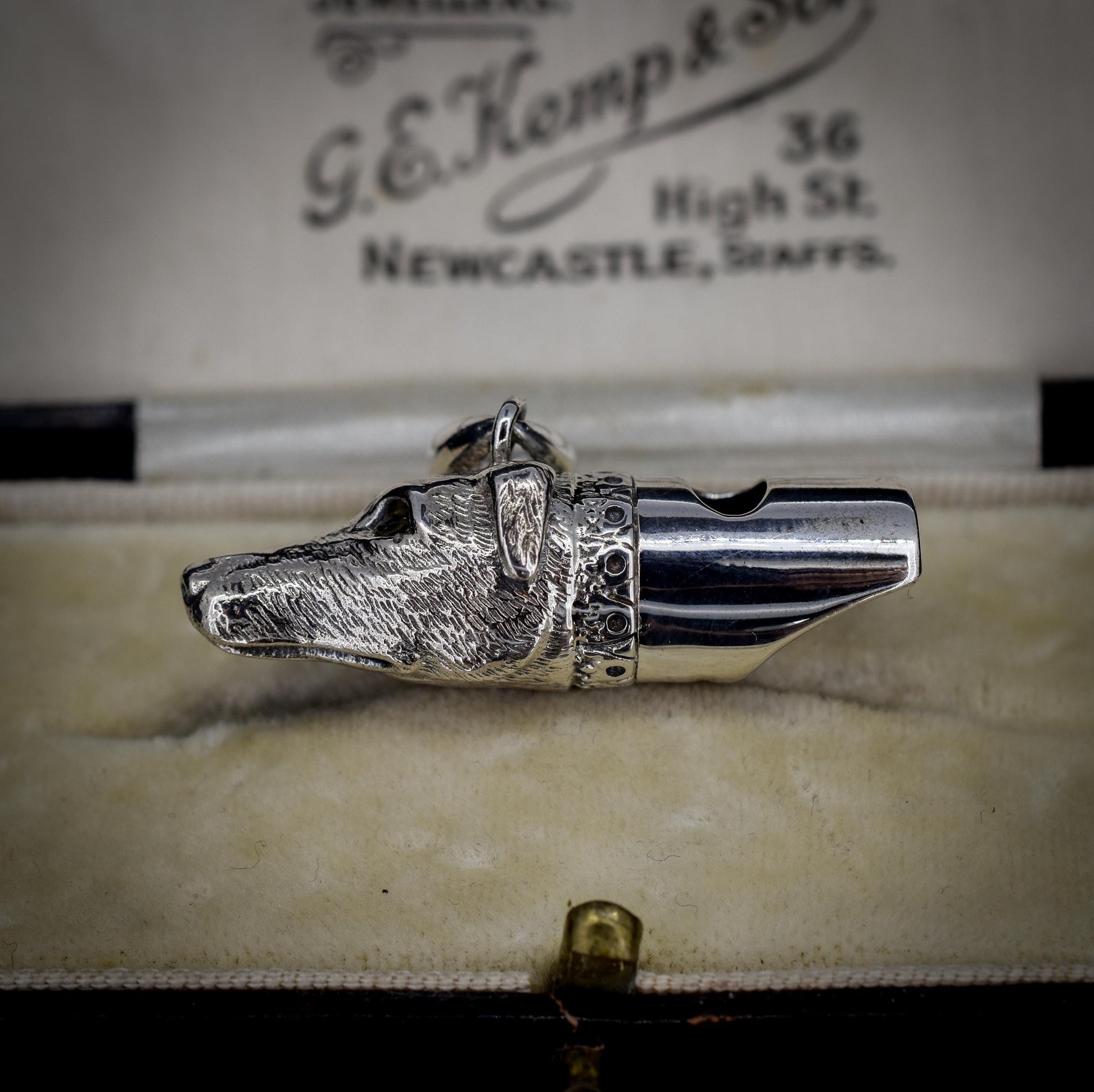 Vintage Sterling Silver Novelty Lurcher Dog Whistle Pendant