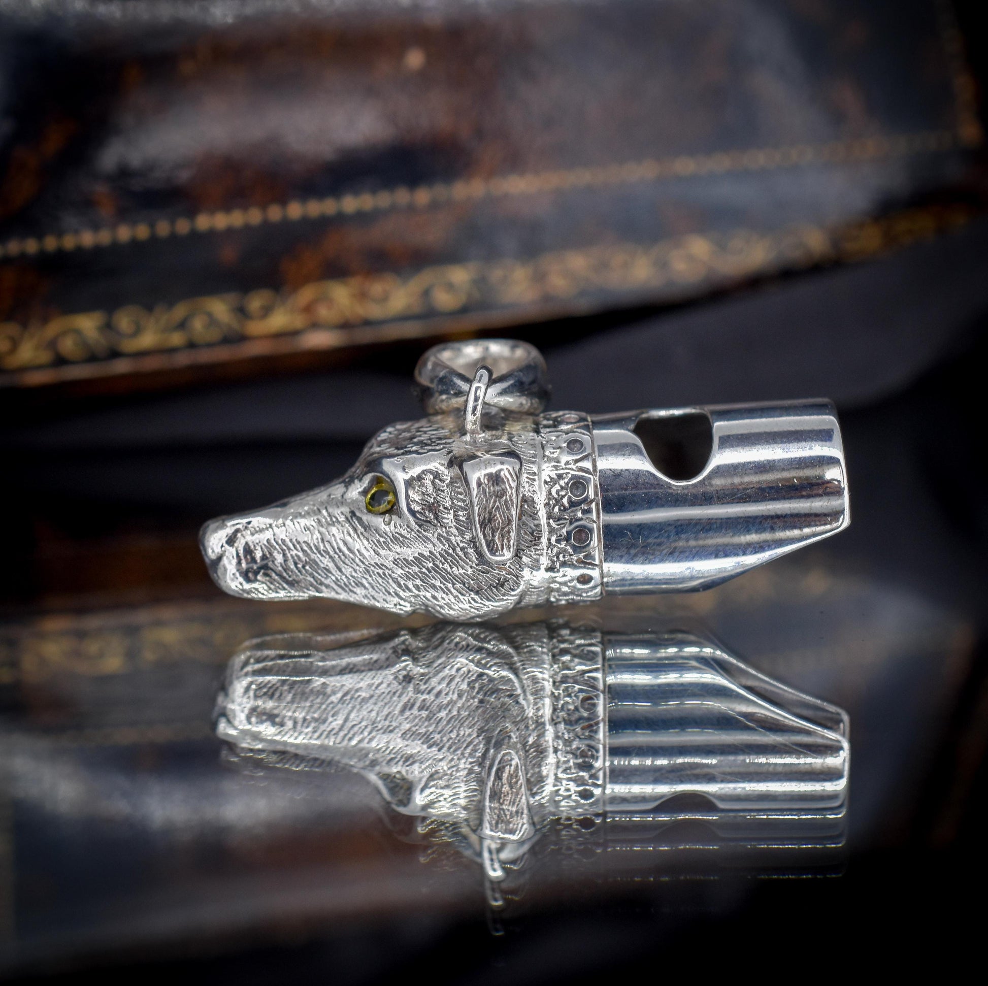 Vintage Sterling Silver Novelty Lurcher Dog Whistle Pendant