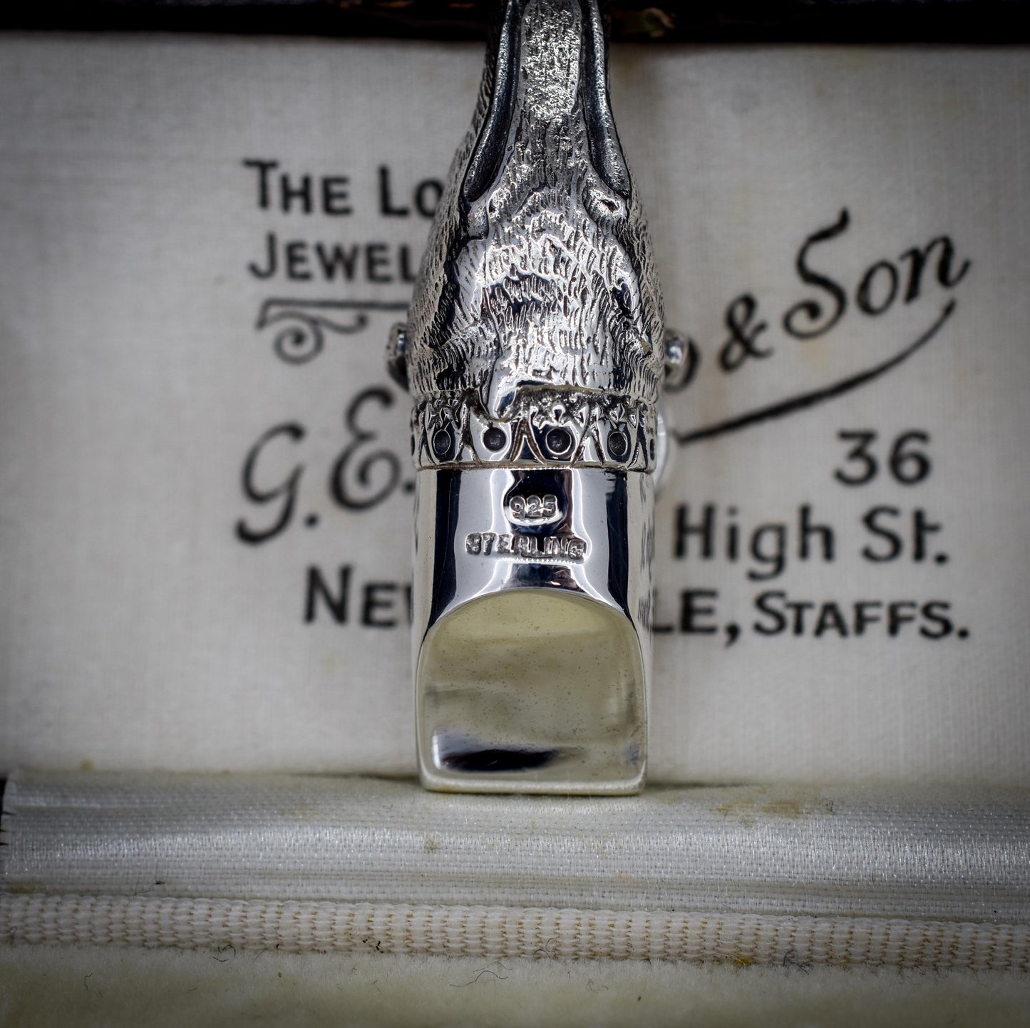 Vintage Sterling Silver Novelty Lurcher Dog Whistle Pendant