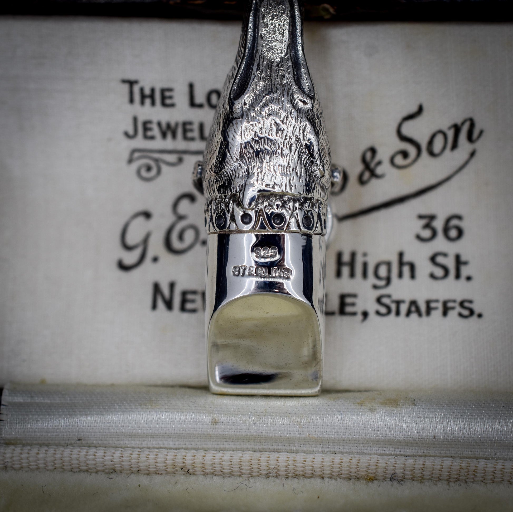 Vintage Sterling Silver Novelty Lurcher Dog Whistle Pendant