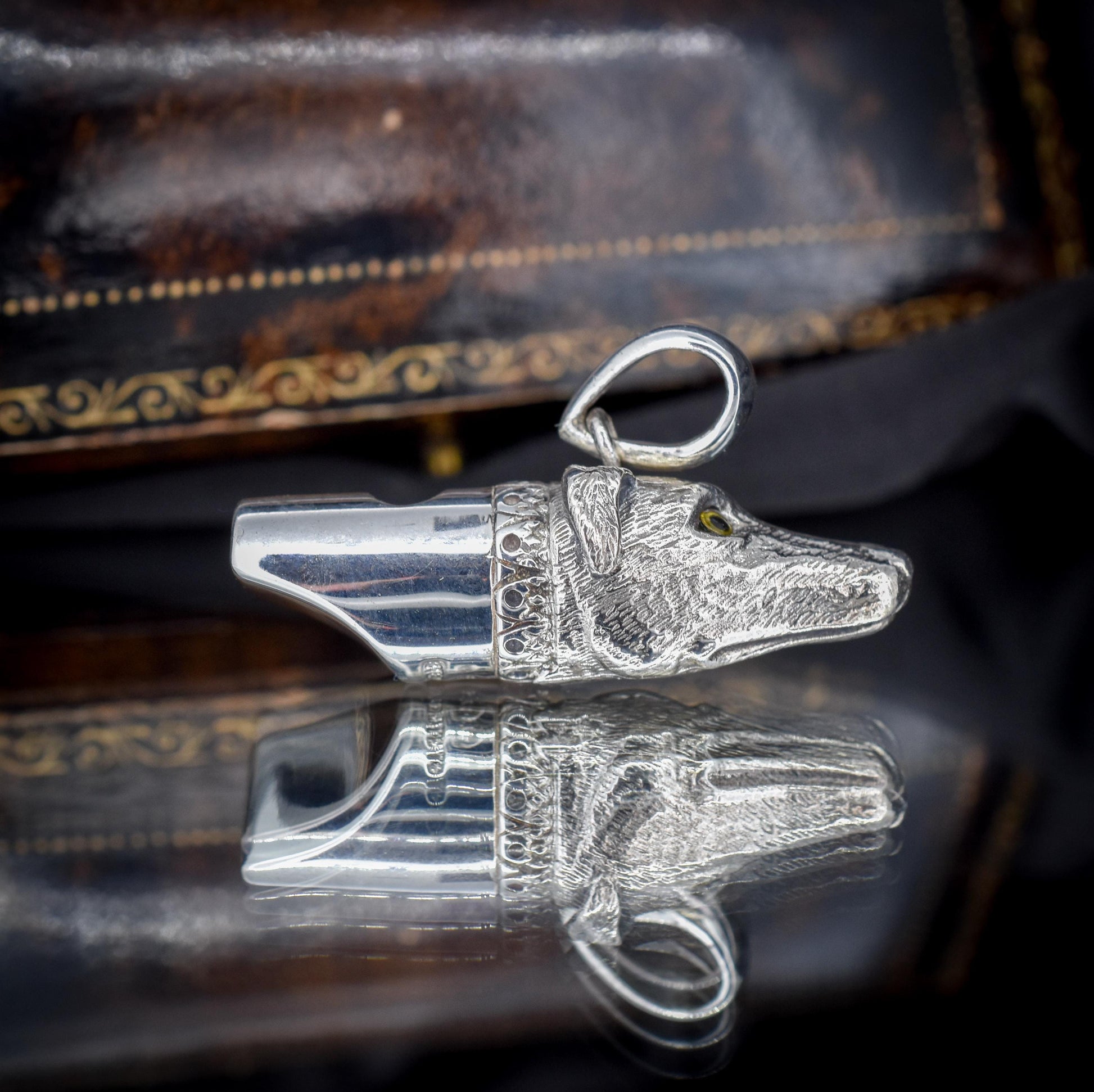 Vintage Sterling Silver Novelty Lurcher Dog Whistle Pendant