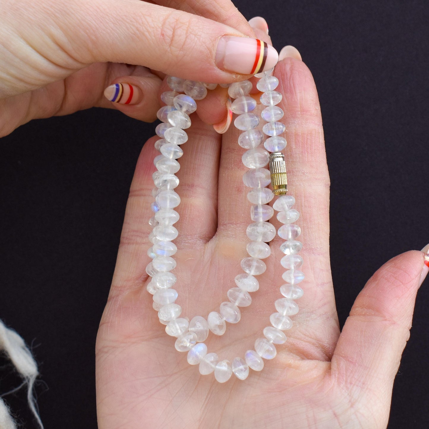 Rainbow Moonstone Beaded Necklace | 16.5"