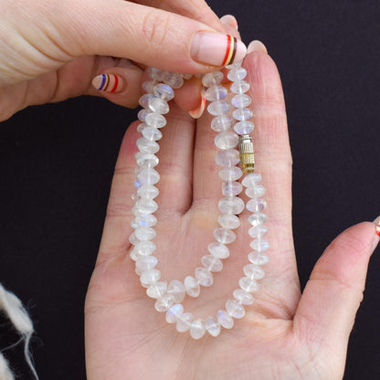 Rainbow Moonstone Beaded Necklace | 16.5"