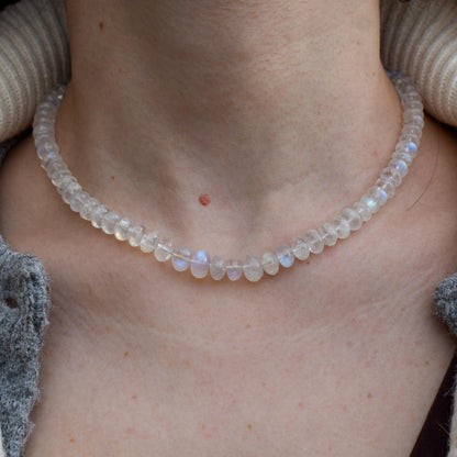 Rainbow Moonstone Beaded Necklace | 16.5"