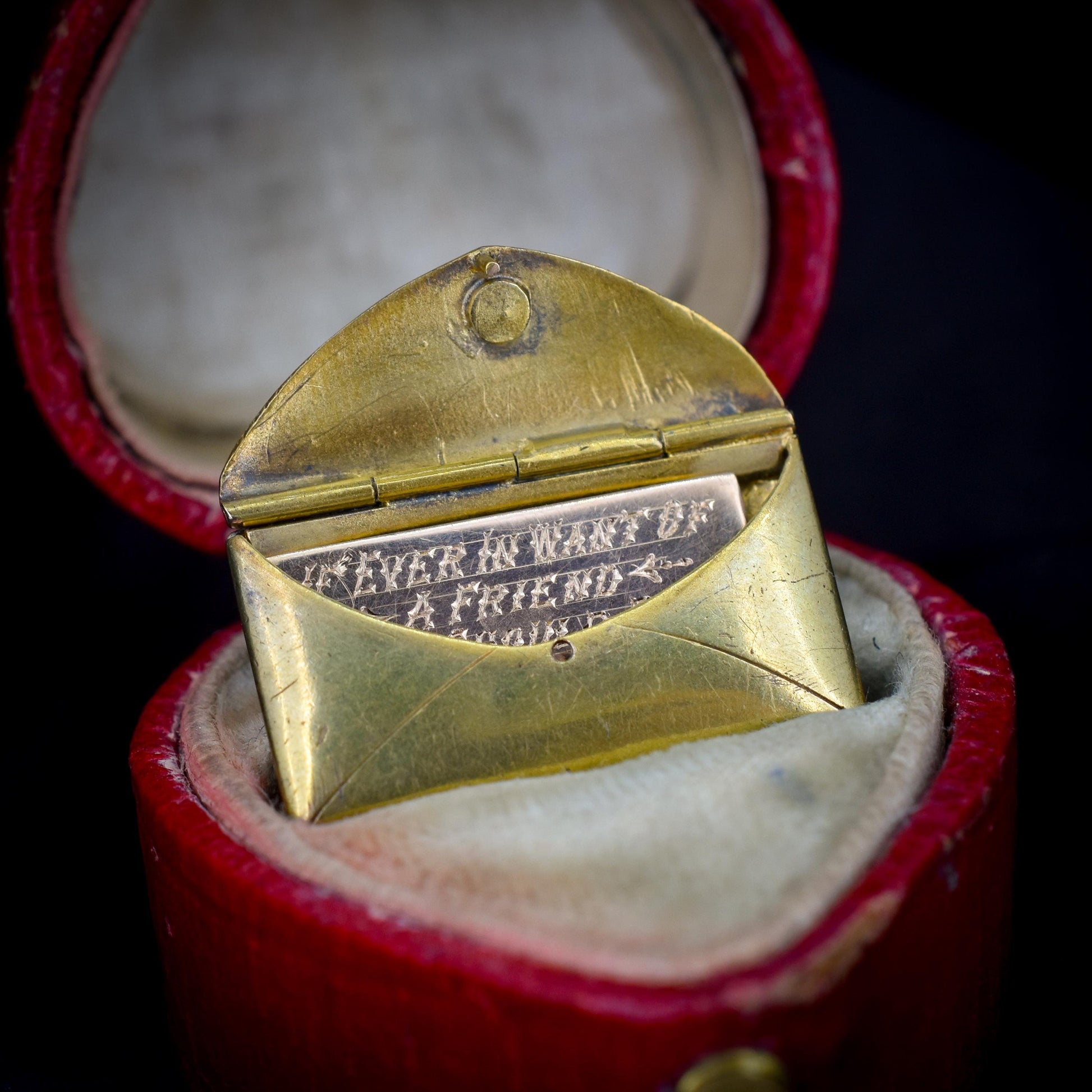 Antique 18ct Gold Diamond Envelope Love Letter Charm Pendant