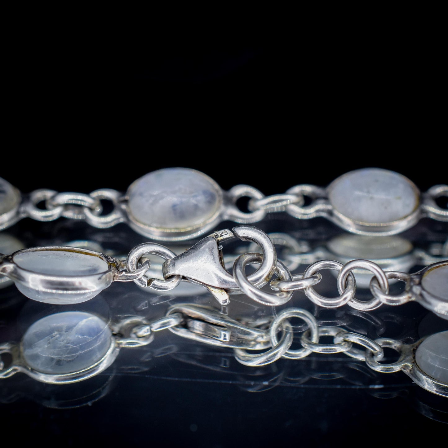 Vintage Moonstone Silver 29" Long Chain Necklace