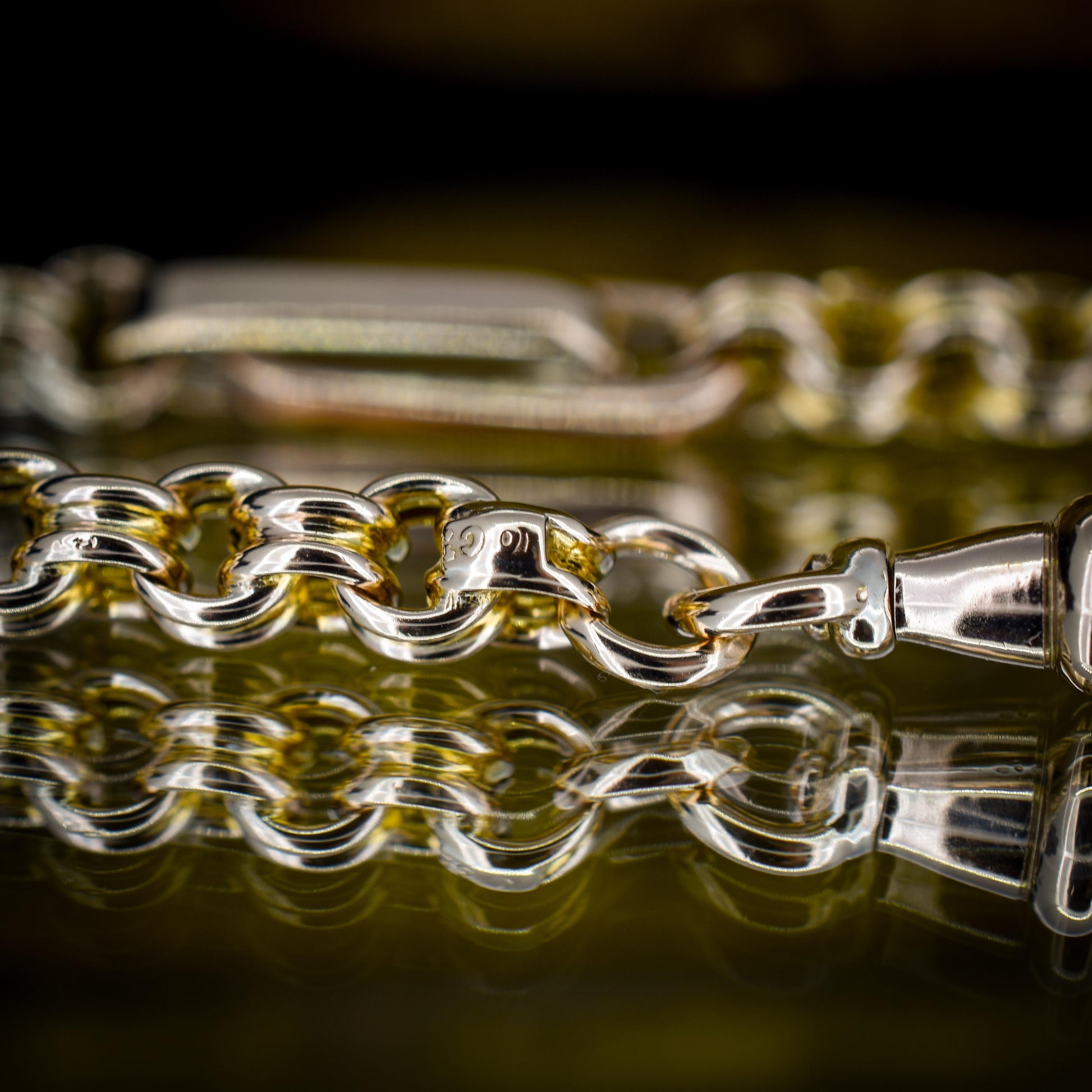 Antique 14.75" 10ct Gold Chunky Intertwined Bar Link Chain Necklace