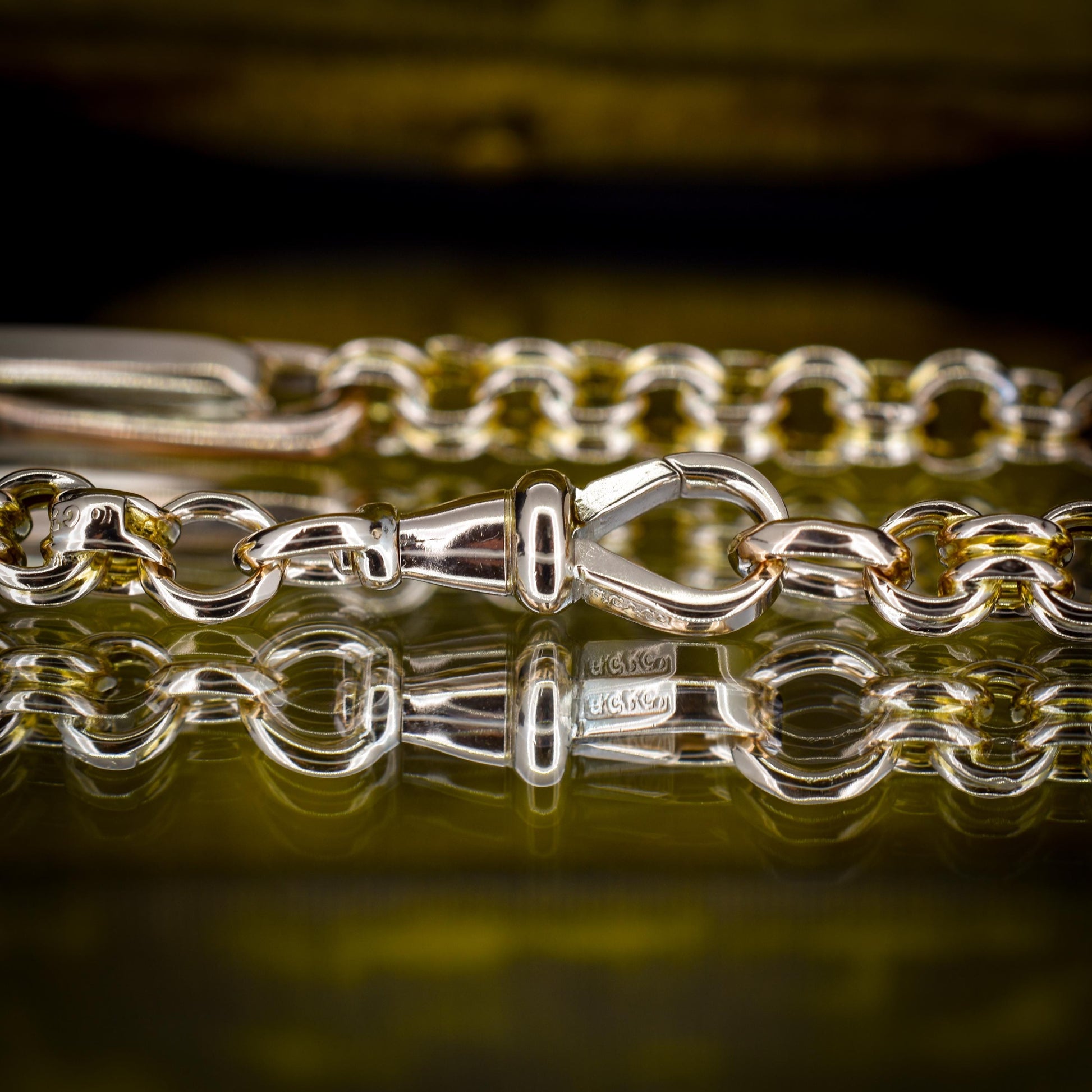 Antique 14.75" 10ct Gold Chunky Intertwined Bar Link Chain Necklace