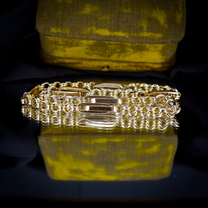 Antique 14.75" 10ct Gold Chunky Intertwined Bar Link Chain Necklace