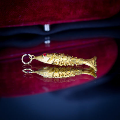 Vintage 14ct Yellow Gold Articulated Fish Charm