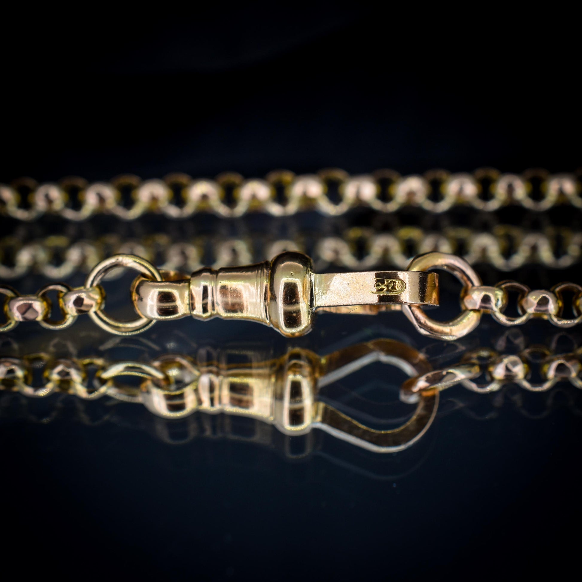 Antique Victorian 9ct Gold Faceted Belcher Link Chain Necklace with Dog Clip | 20.75"