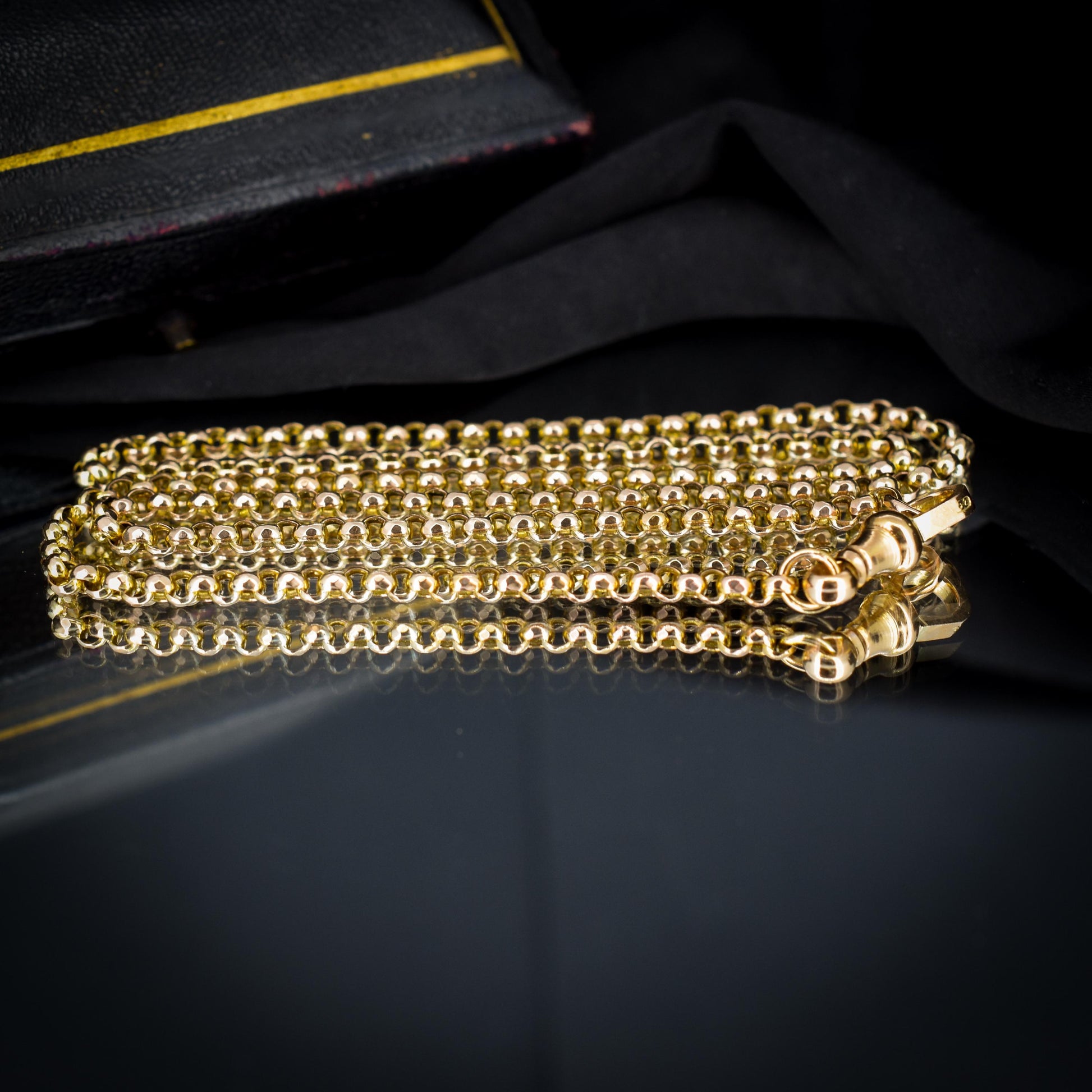 Antique Victorian 9ct Gold Faceted Belcher Link Chain Necklace with Dog Clip | 20.75"