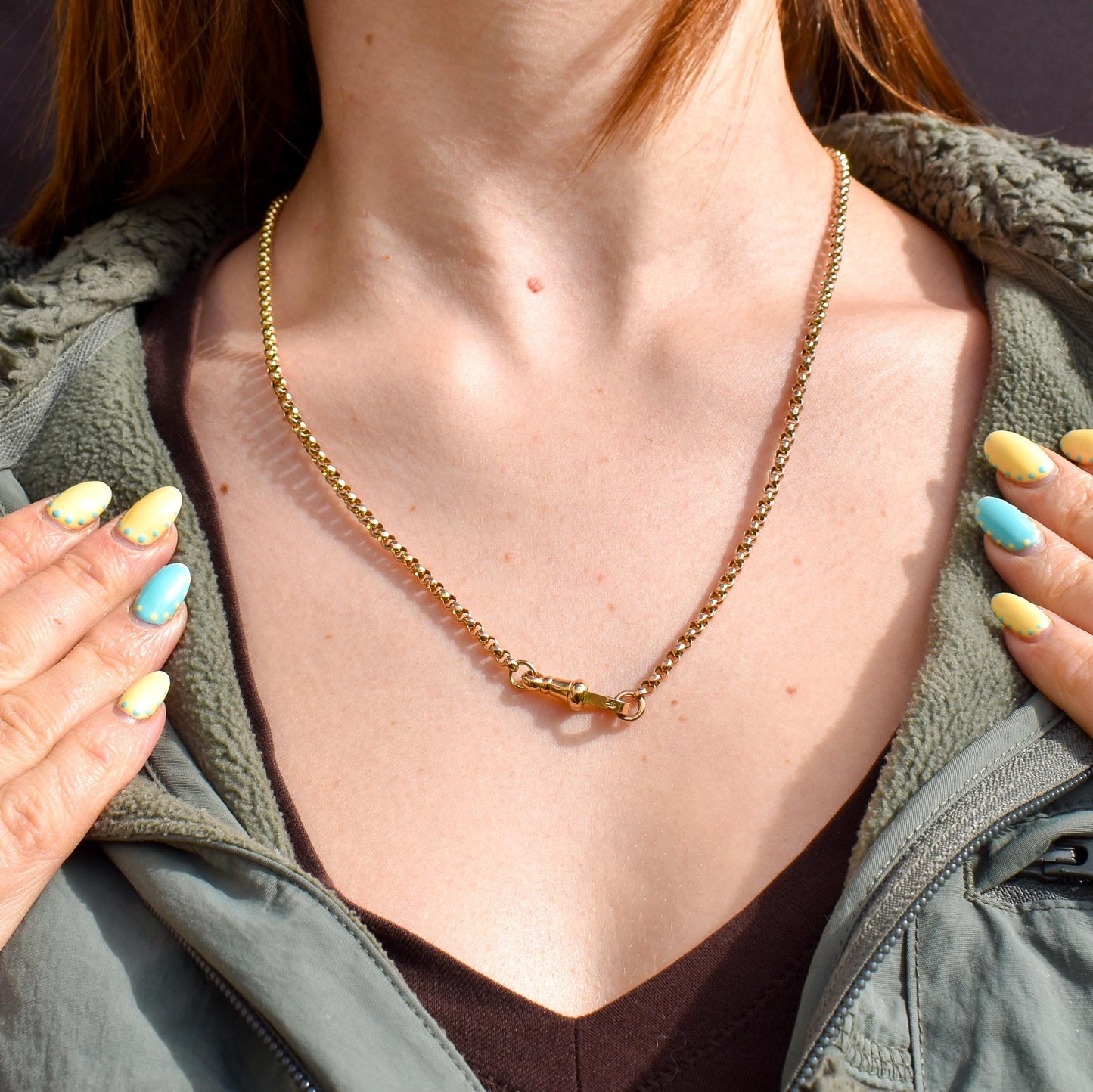 Antique Victorian 9ct Gold Faceted Belcher Link Chain Necklace with Dog Clip | 20.75"