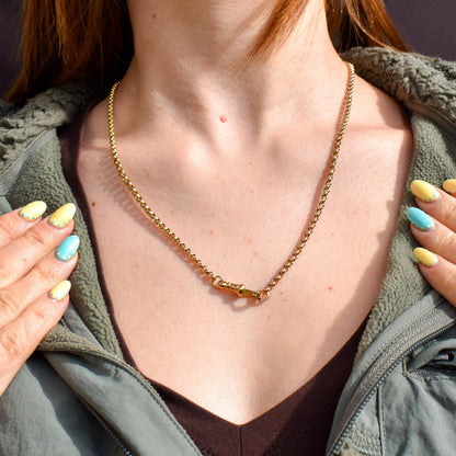 Antique Victorian 9ct Gold Faceted Belcher Link Chain Necklace with Dog Clip | 20.75"