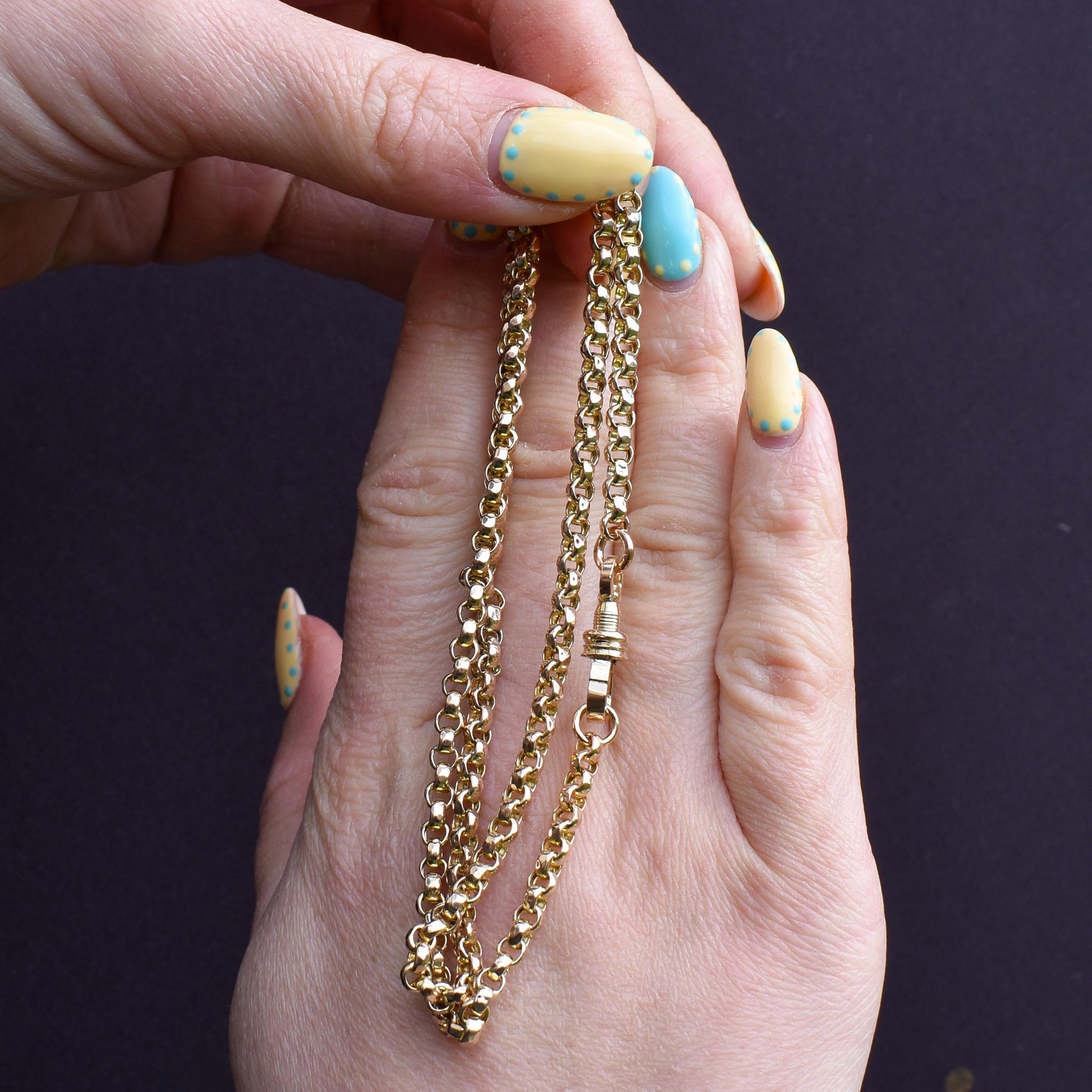 Antique Victorian 9ct Gold Faceted Belcher Link Chain Necklace with Dog Clip | 18.5"