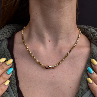 Antique Victorian 9ct Gold Faceted Belcher Link Chain Necklace with Dog Clip | 18.5"