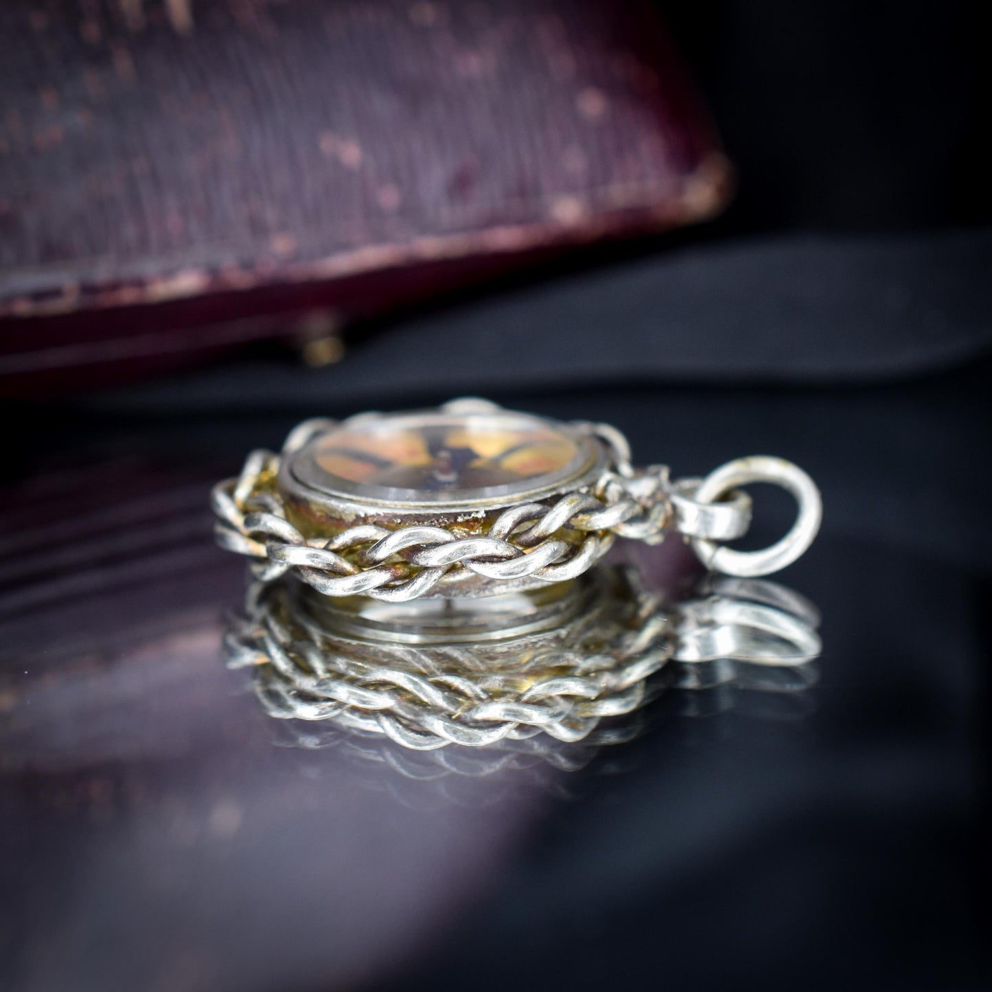 Antique Round Compass Pendant Charm