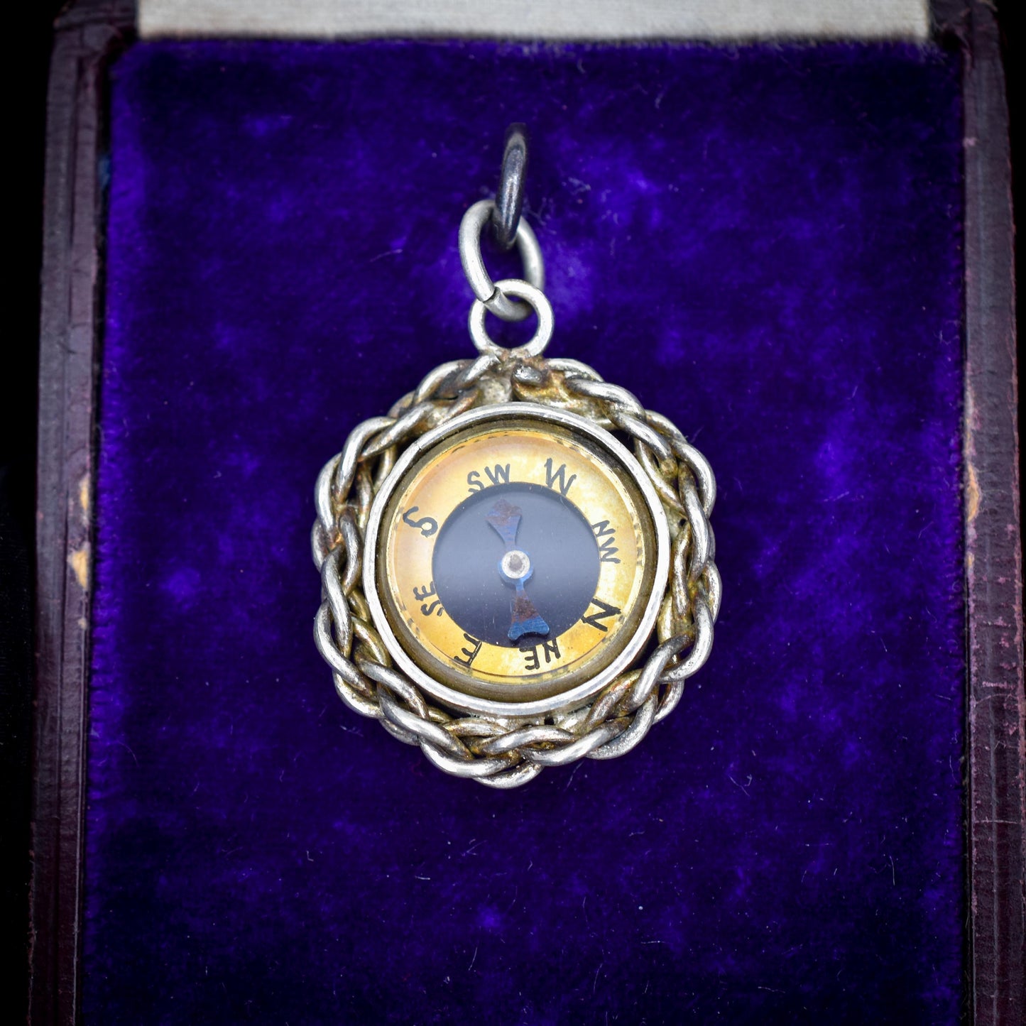Antique Round Compass Pendant Charm