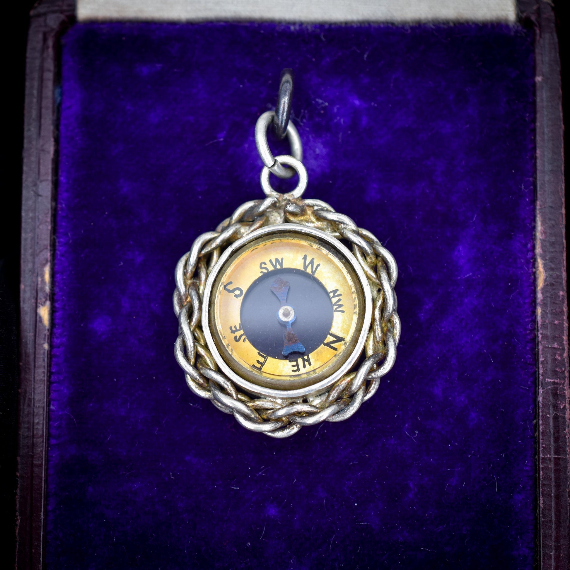 Antique Round Compass Pendant Charm