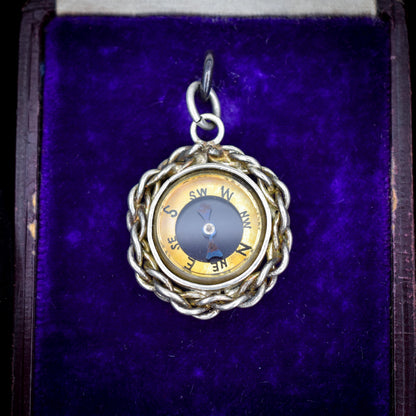 Antique Round Compass Pendant Charm