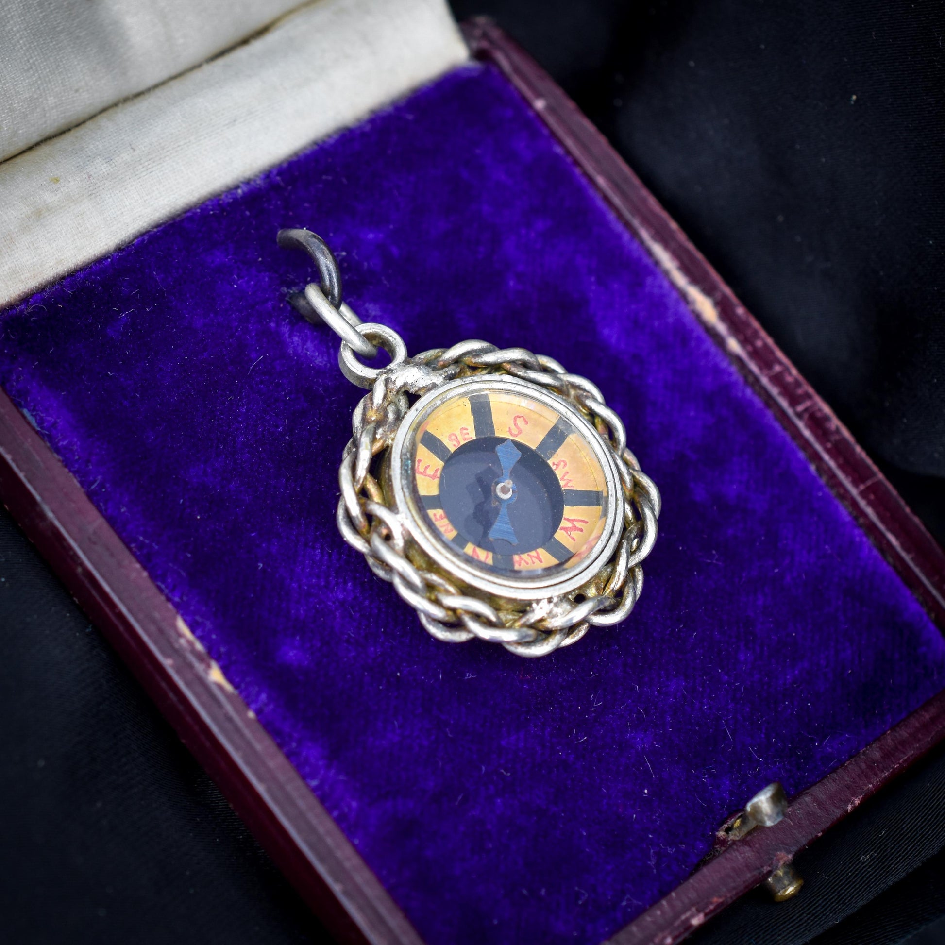Antique Round Compass Pendant Charm