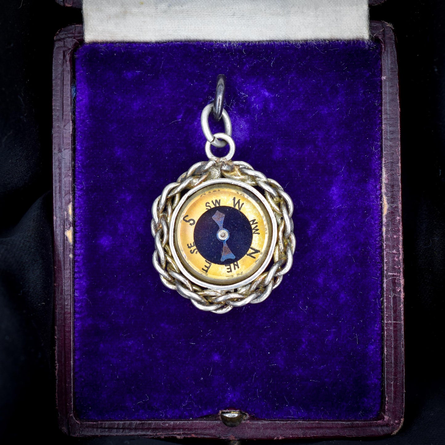 Antique Round Compass Pendant Charm