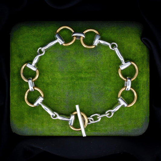 Vintage Multi Tone Sterling Silver Horsebit Snaffle Bracelet | 8"