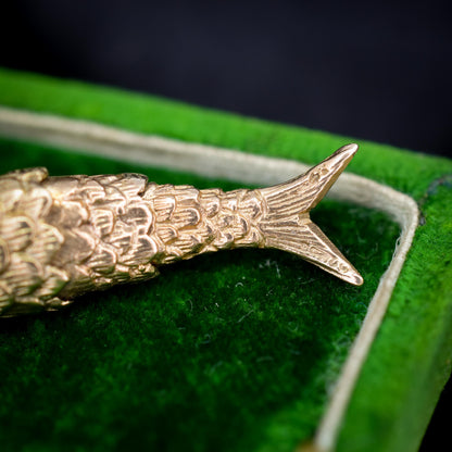 Vintage 9ct Gold Large Articulated Fish Charm