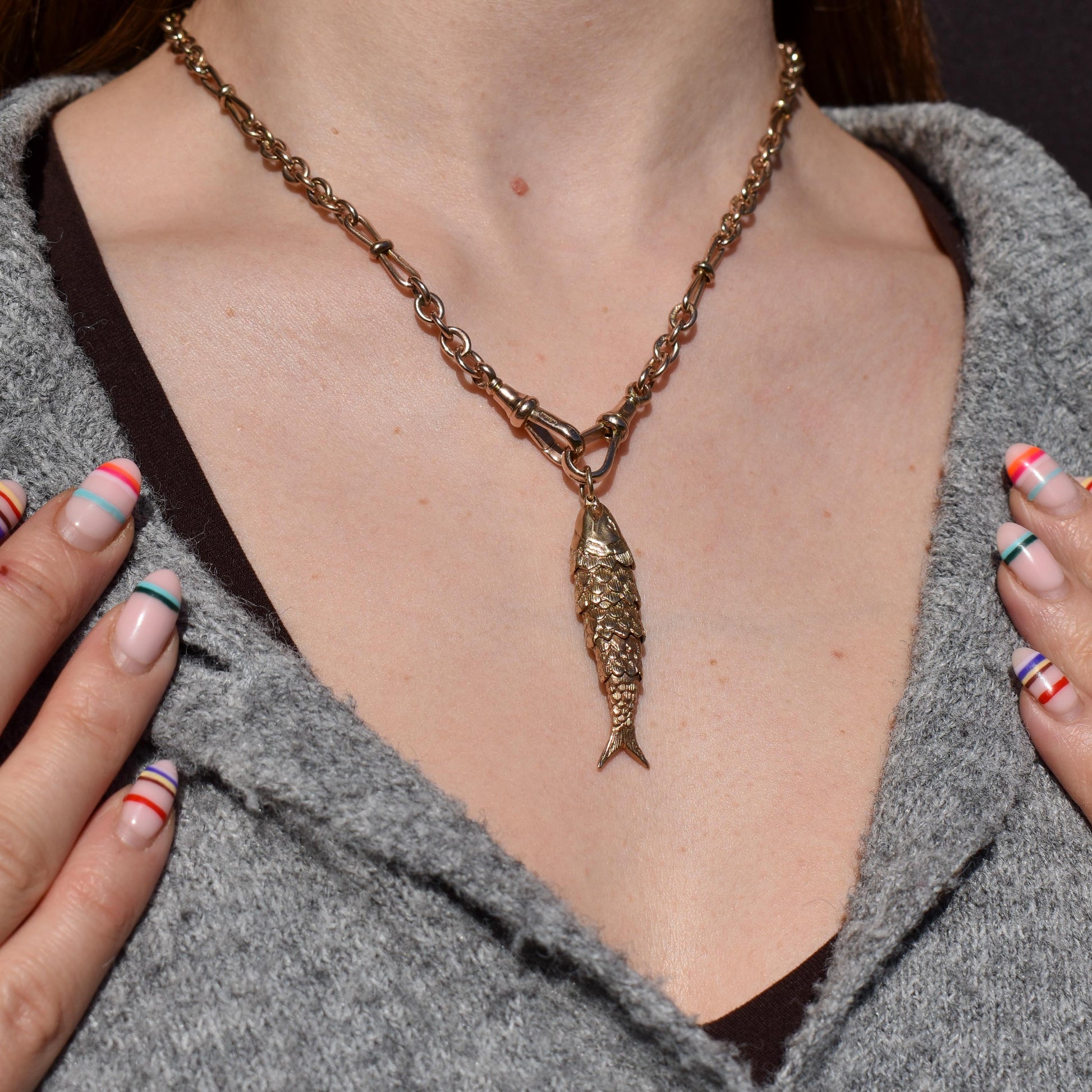 Vintage 9ct Gold Large Articulated Fish Charm